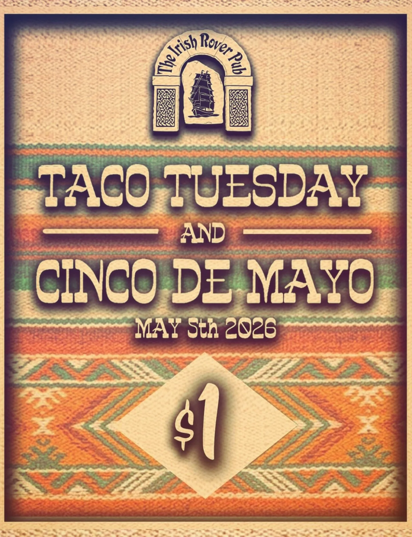 &iexcl;We will have $1 Tacos from 3pm to 10pm Tomorow on Cinco de Mayo! 

Plus Sound On for Game 2 of Avalanche vs Wild at 6pm!