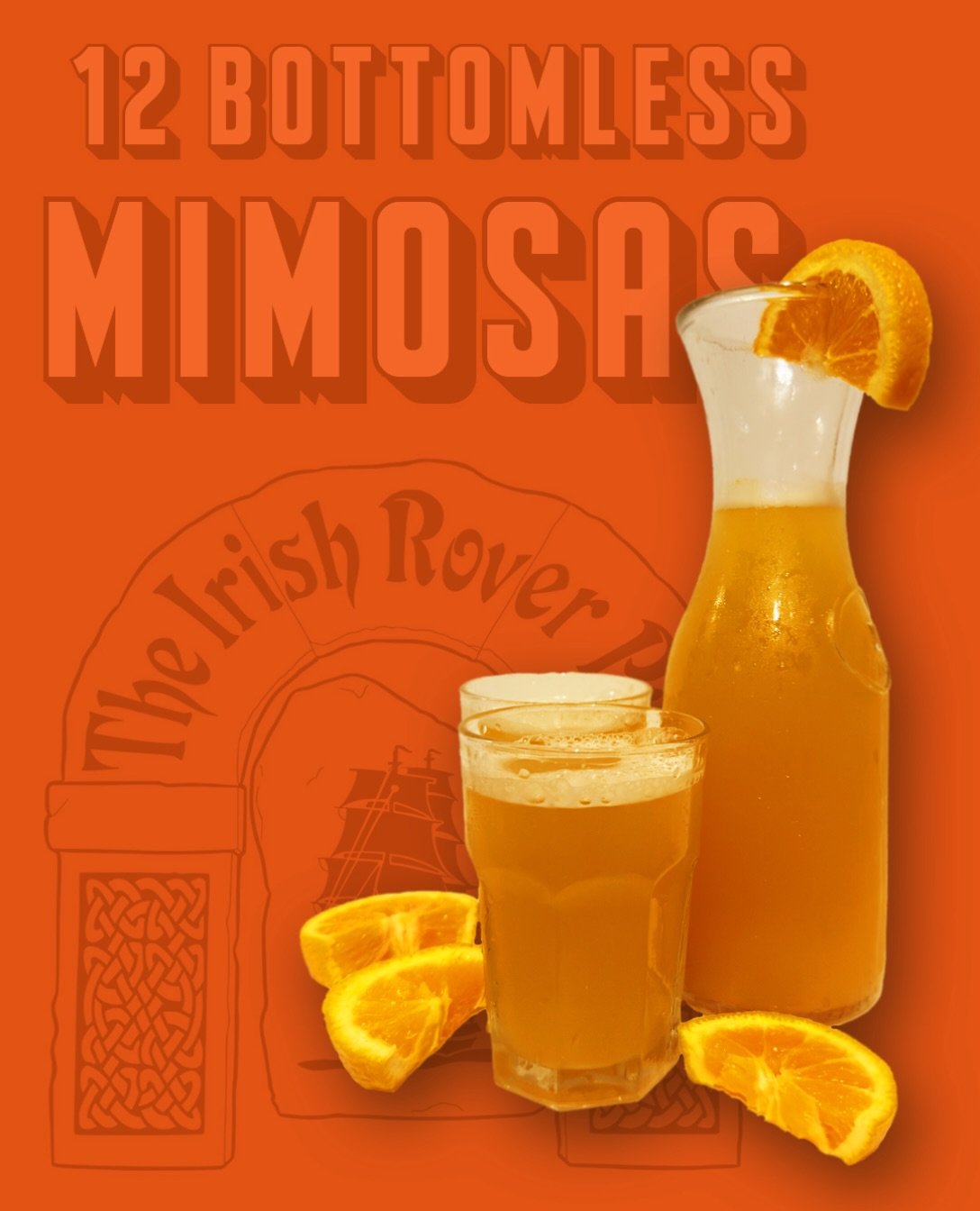 Bottomless Mimosas and Brunch every Saturday and Sunday from 10:00 AM- 2:00 PM! #theirishroverpub #brunch #bottomlessmimosas