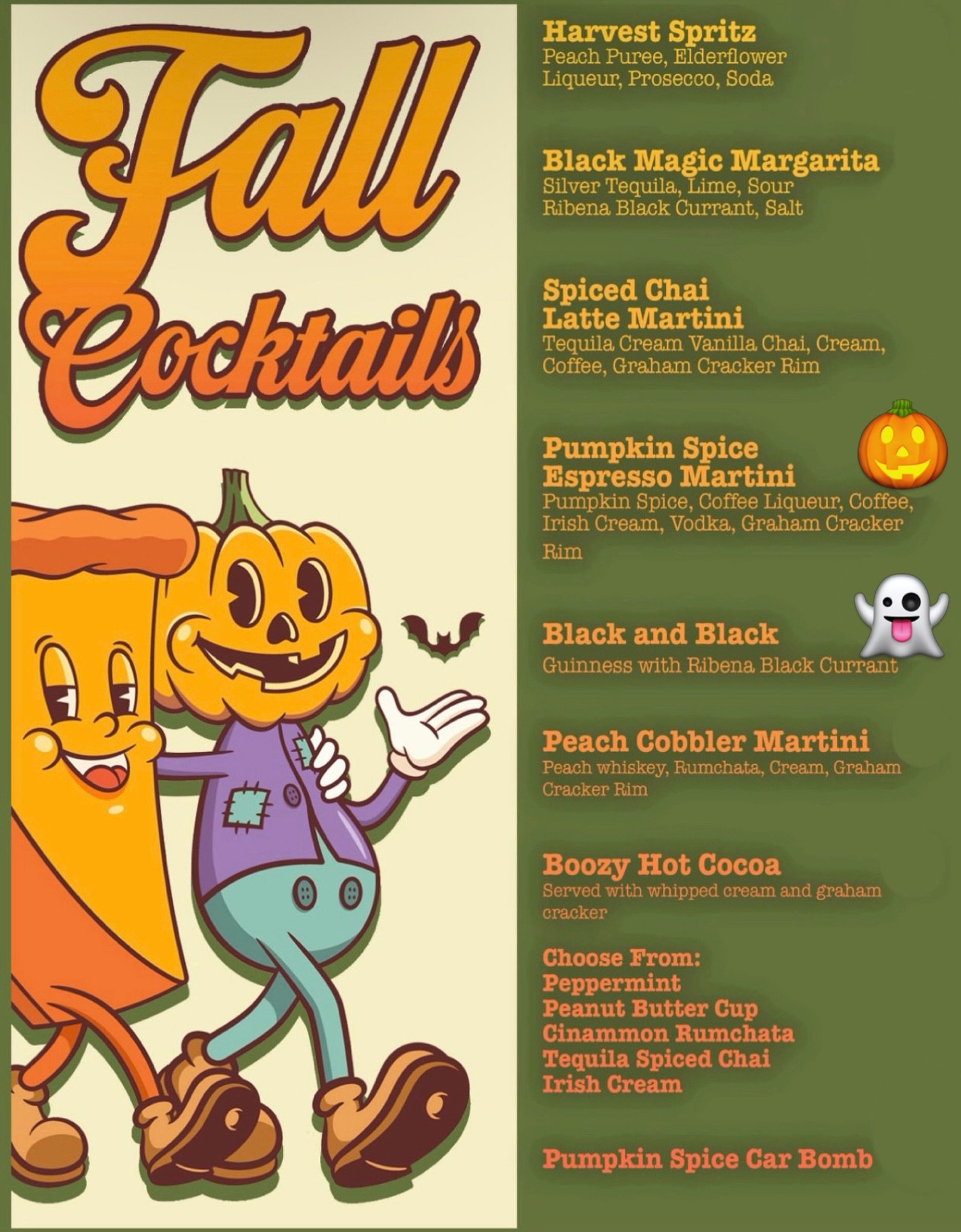 We have some great new cocktails at The Irish Rover!

Trick-or-Treat yourself to any by a fire pit on our rooftop patio!