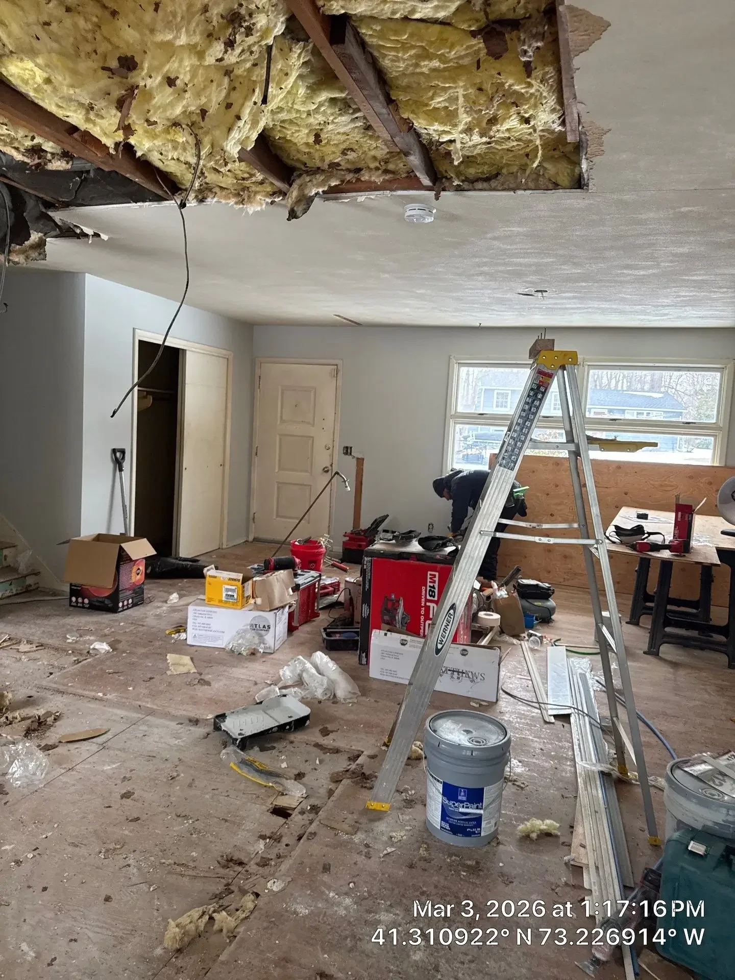 Diamond Image crew performing interior home repair  and ceiling renovation in New Haven County, CT