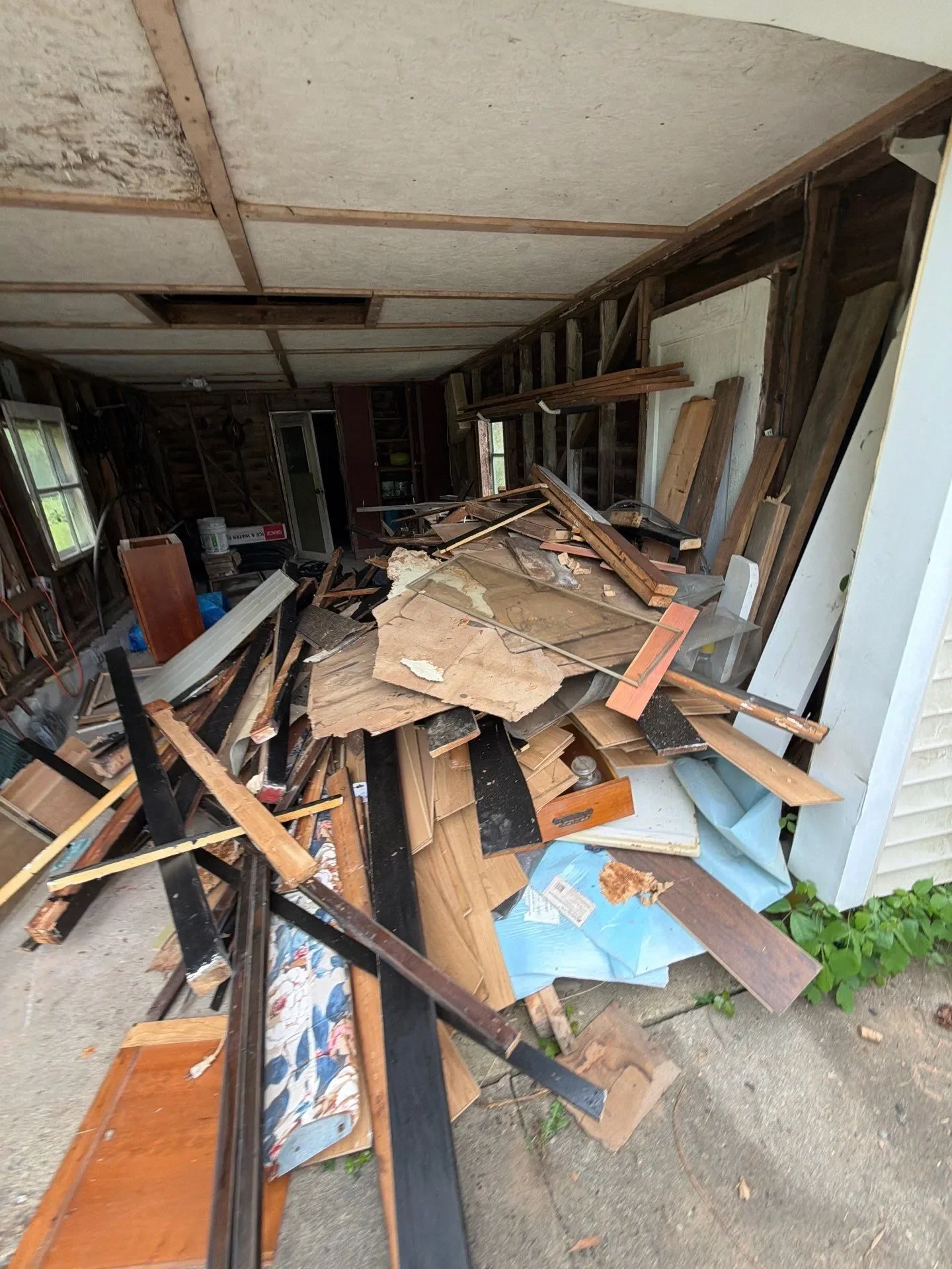 Full house demolition debris during whole home renovation project in New Haven County CT