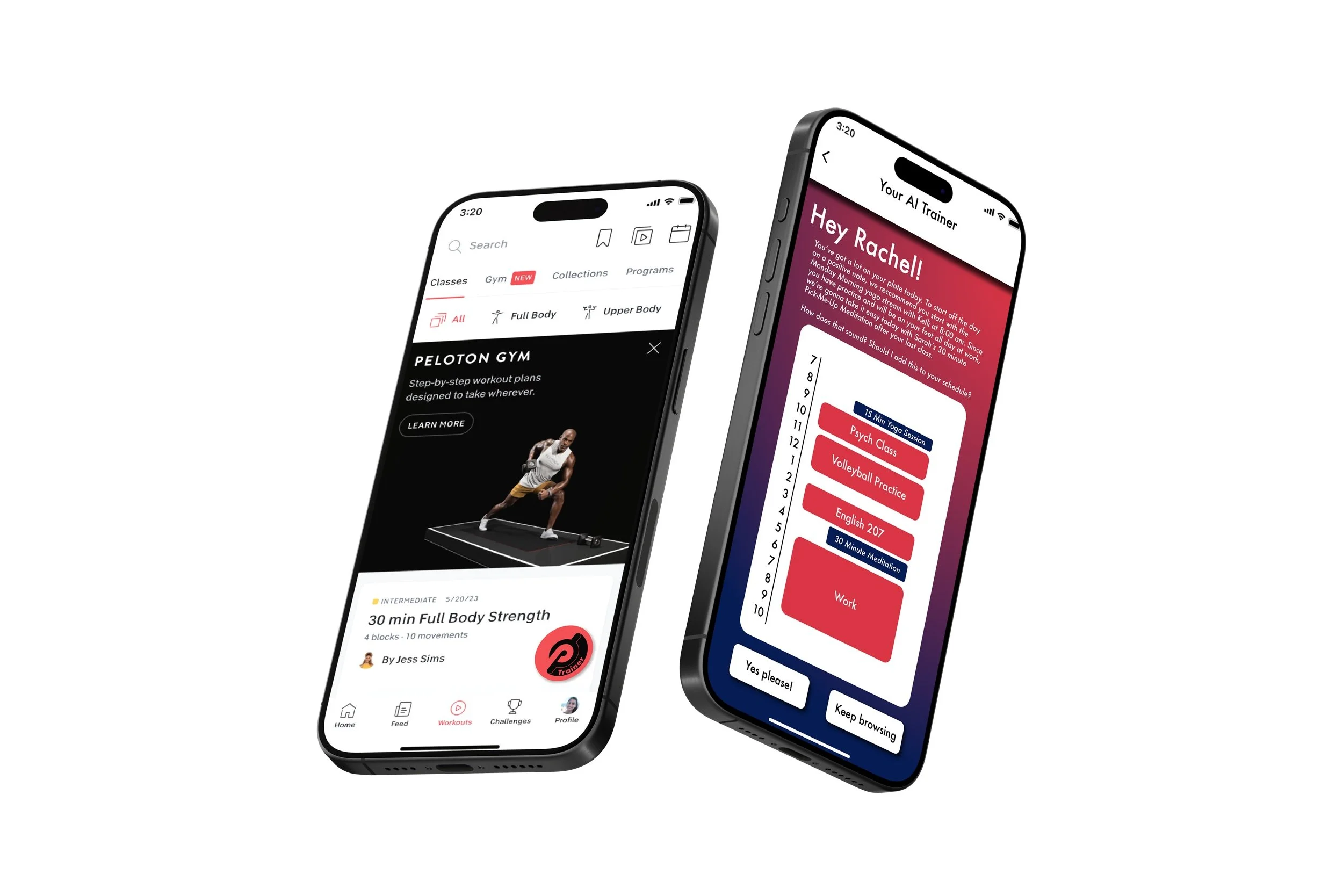 AI Trainer integrates with users' calendars to recommend classes throughout the day