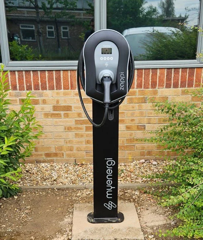 Zappi EV charger installation on a pedestal
