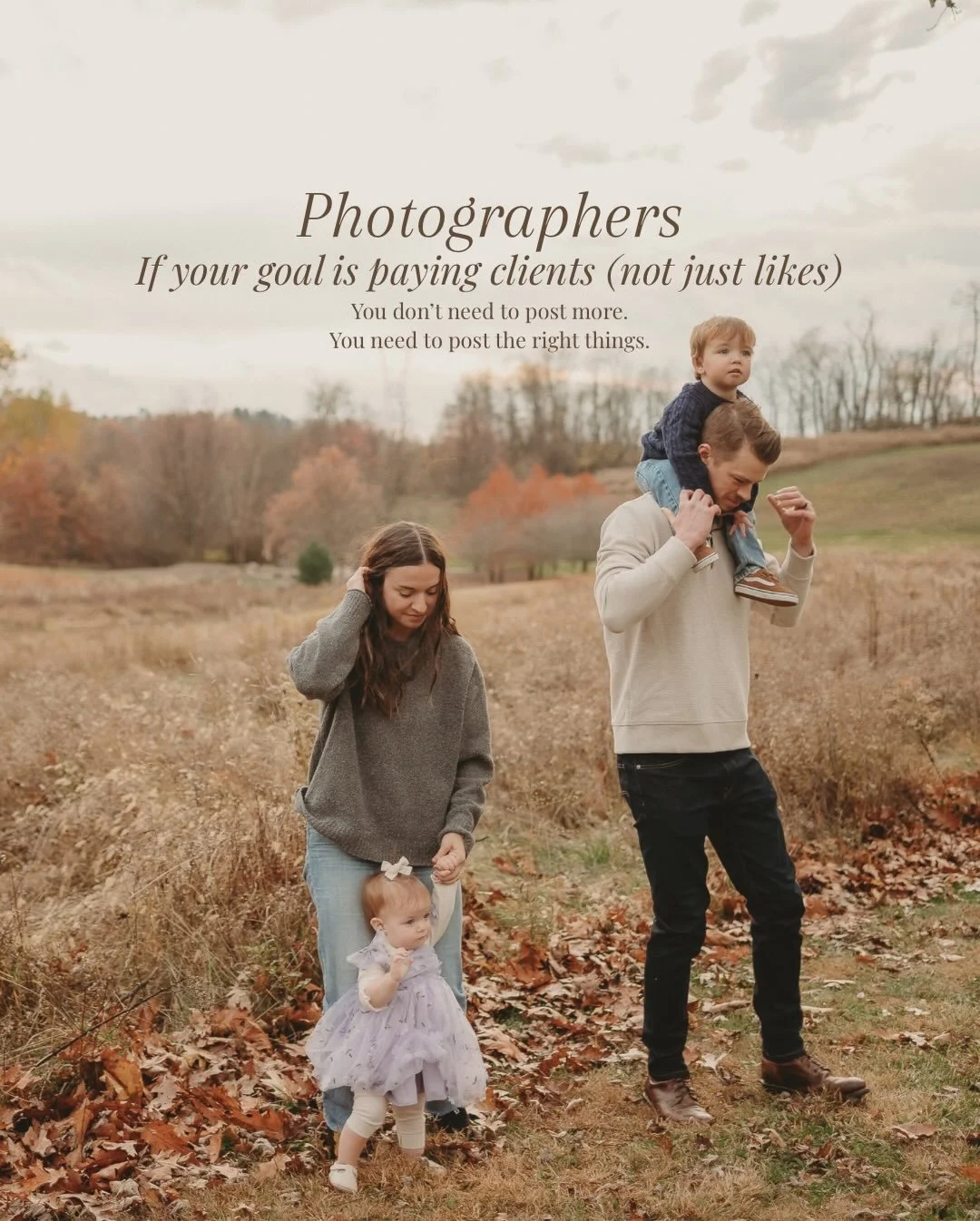 Most photographers don&rsquo;t struggle with talent.
They struggle with clarity and speaking to their ideal audience.

If you&rsquo;re posting consistently but not seeing inquiries, it&rsquo;s usually because your content isn&rsquo;t speaking directl