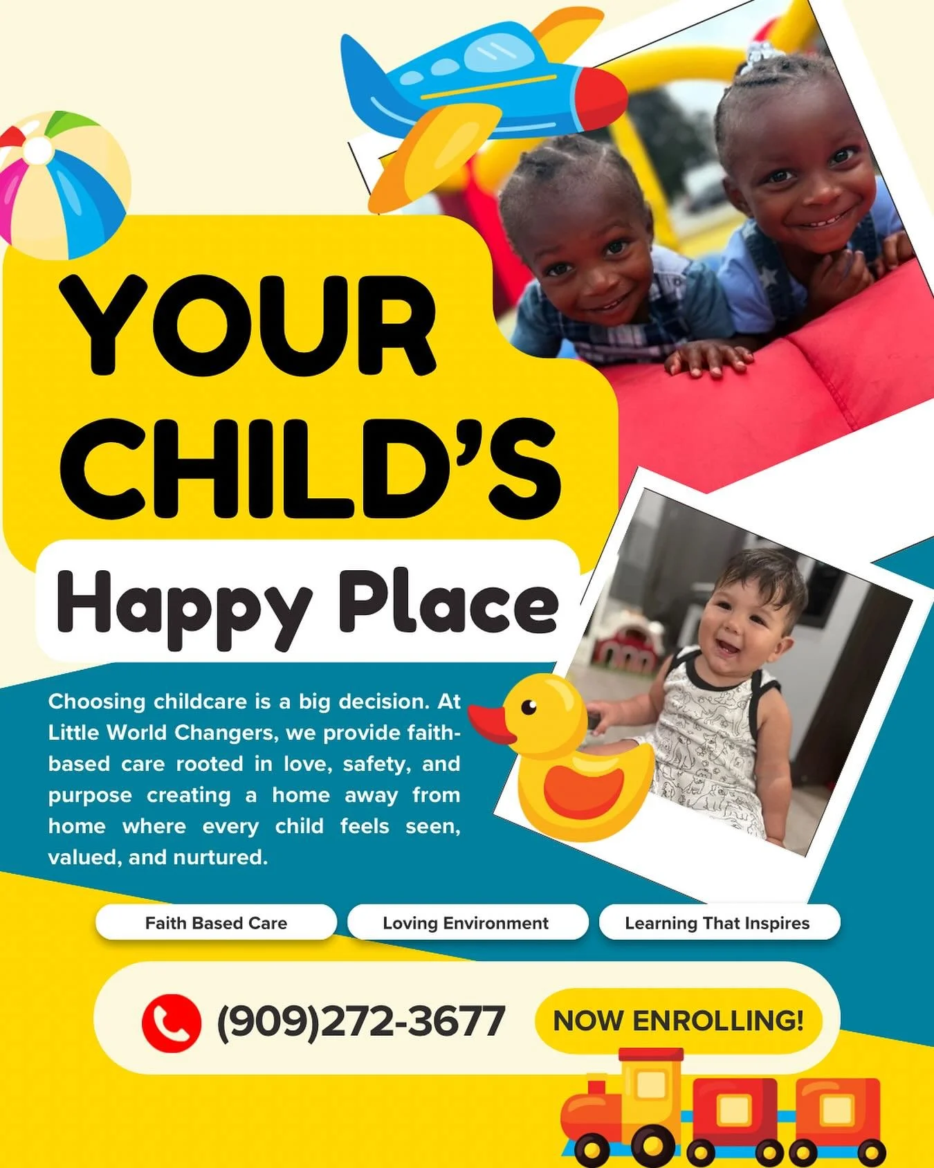 Looking for quality childcare 
that feels like home?&hearts;️

At Little World Changers, your little one will experience a safe, nurturing, and faith-based environment designed to help them grow with joy and confidence.

🍽️ Healthy meals provided
📋