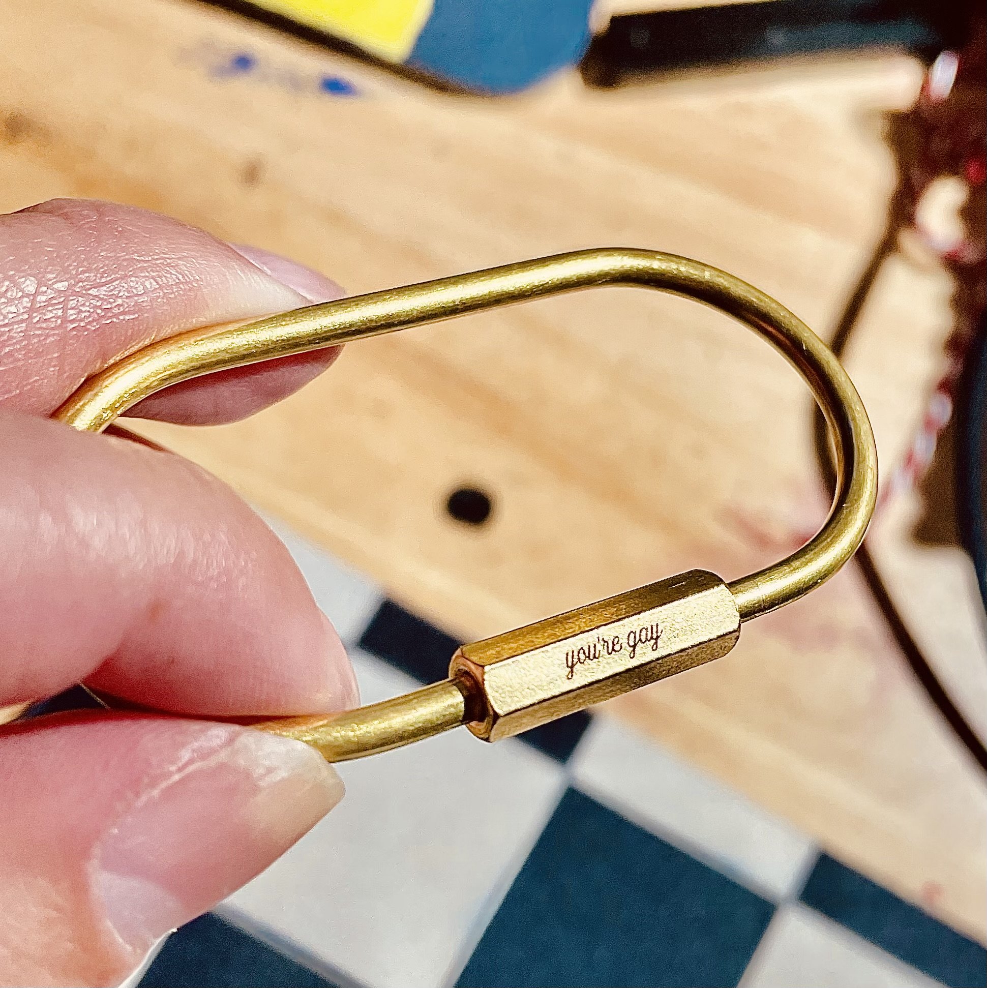 Custom Brass Oval Carabiner Key Ring