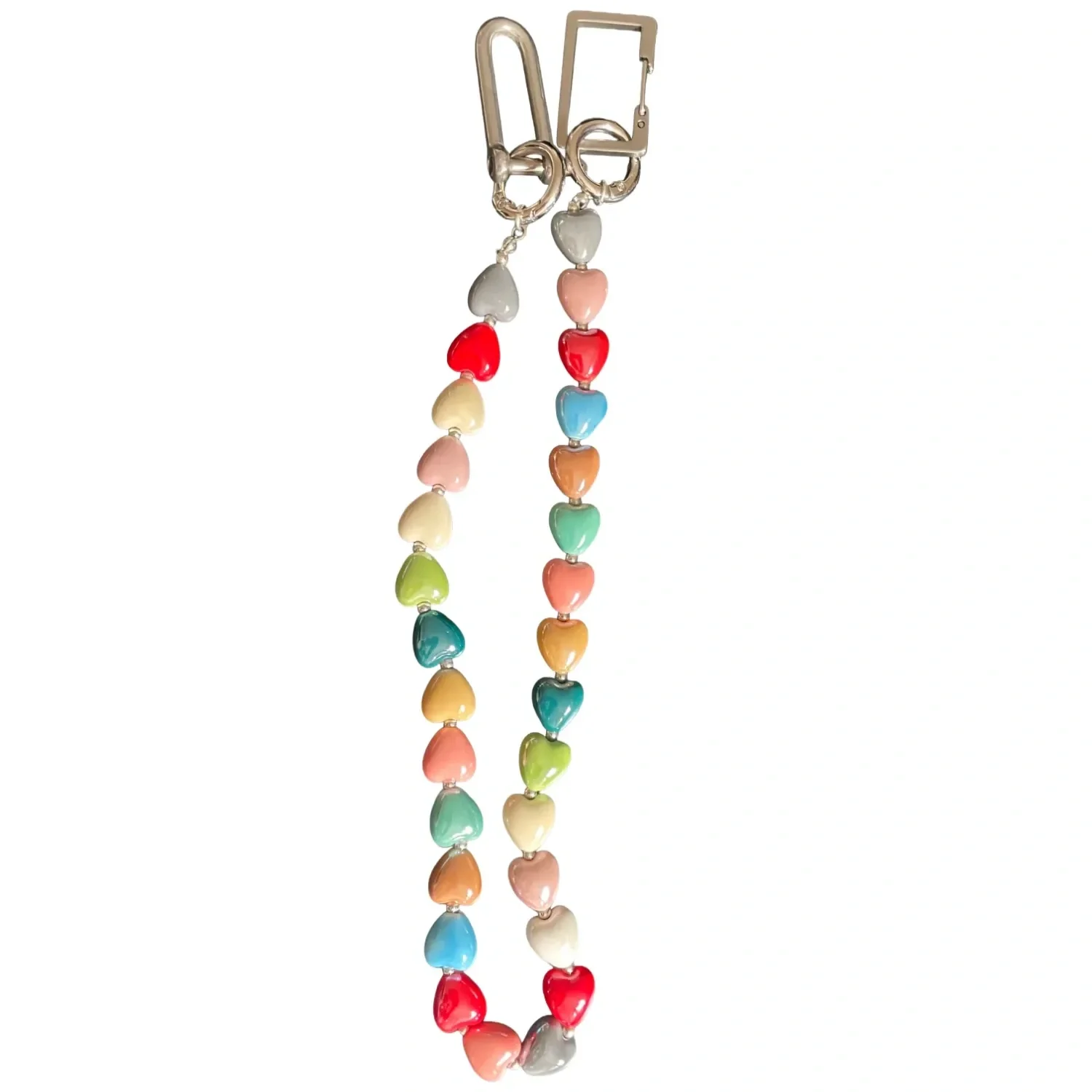Multi-Color Heart Beaded Purse Charm Chain