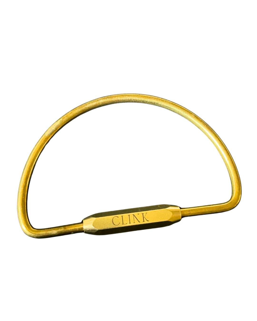 Engraved Brass Locking Carabiner Key Ring - D-shape gold keychain carabiner by Babe's Hardware - Best Personalized Everyday Carry Items