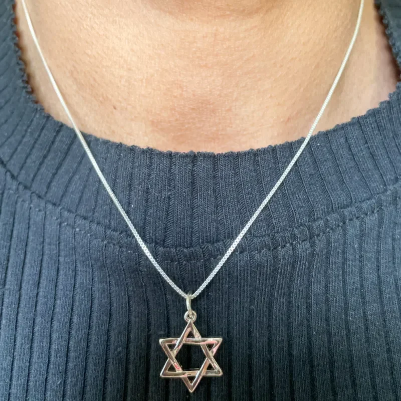 women wearing Silver Star of David Necklace