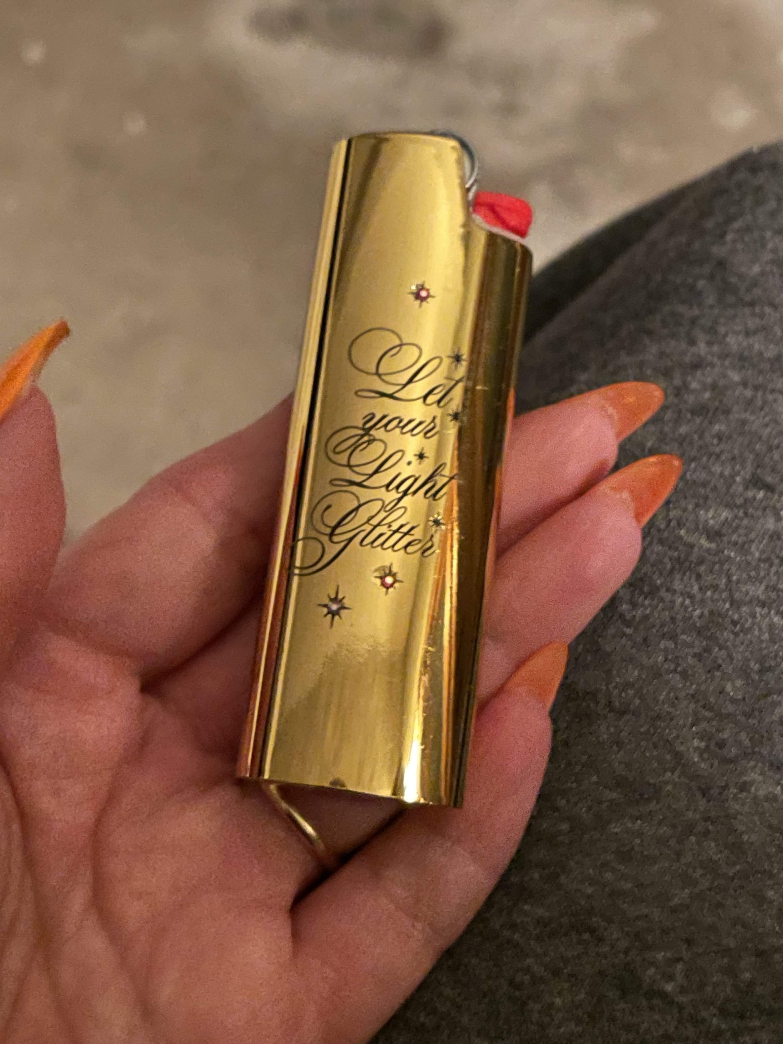 "Let your Light Glitter" personalized gold lighter case