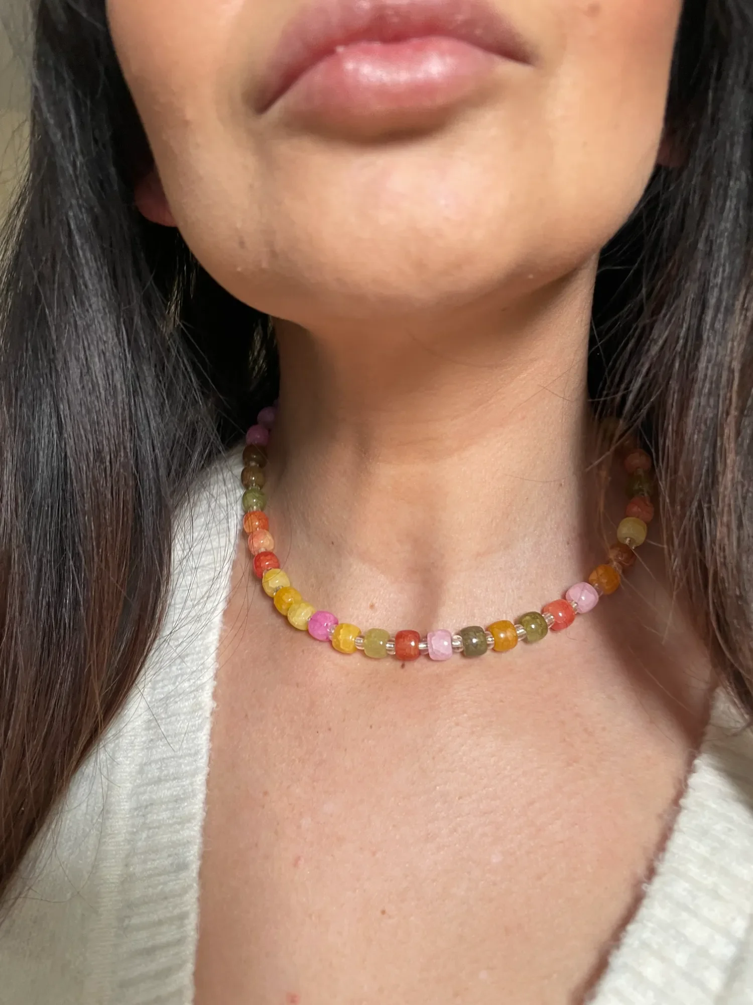 Hand Beaded Neutral Spring Choker