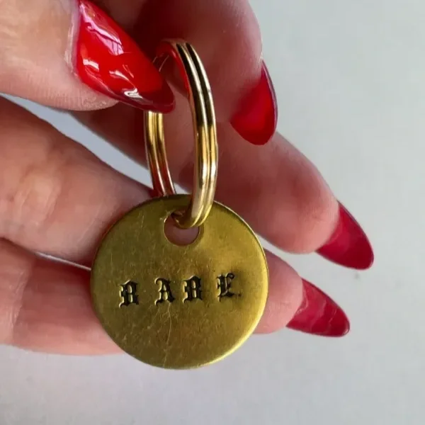 Brass Hand-Stamped Personalized Name Tag Keychains