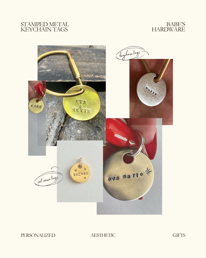 Babe's Hardware Stamped Metal Keychain Tags