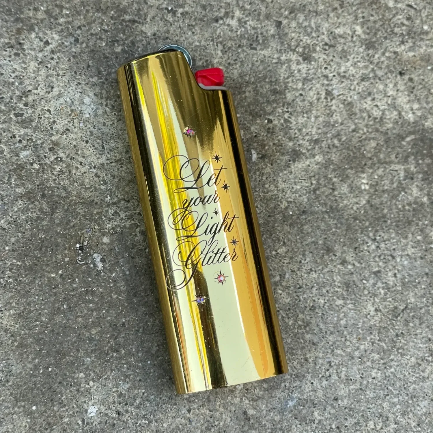 Personalized Gold Lighter Cover with Rhinestones by Babe's Hardware