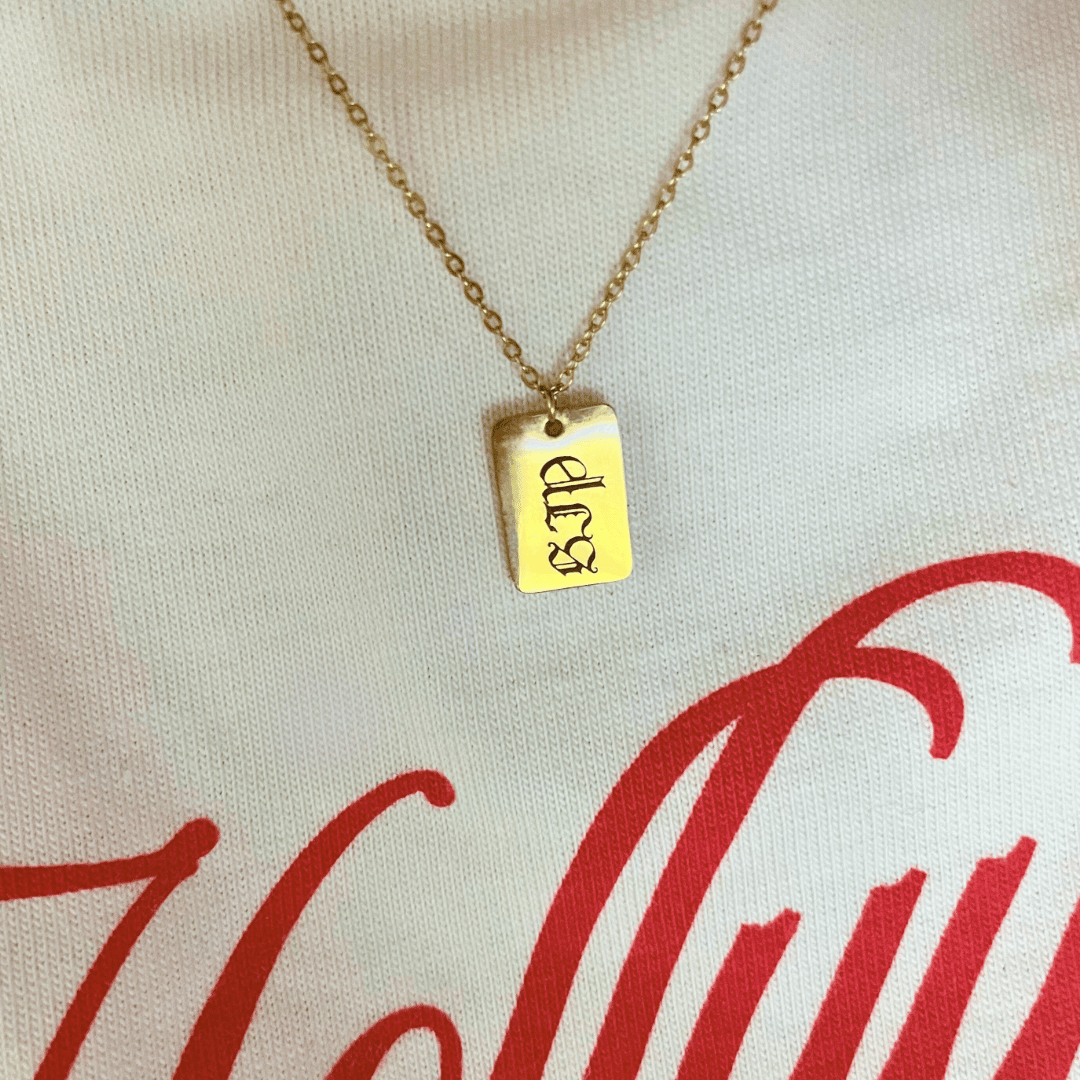 Personalized 14k Gold Filled Rectangle Necklace by Babe's Hardware