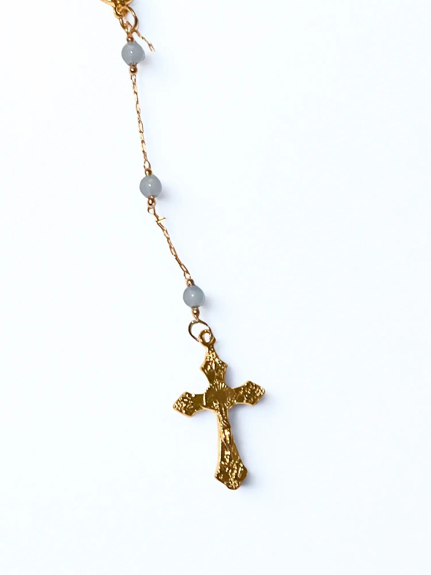 Pale Blue Beaded Gold Vermeil One-Decade Rosary by Babe's Hardware