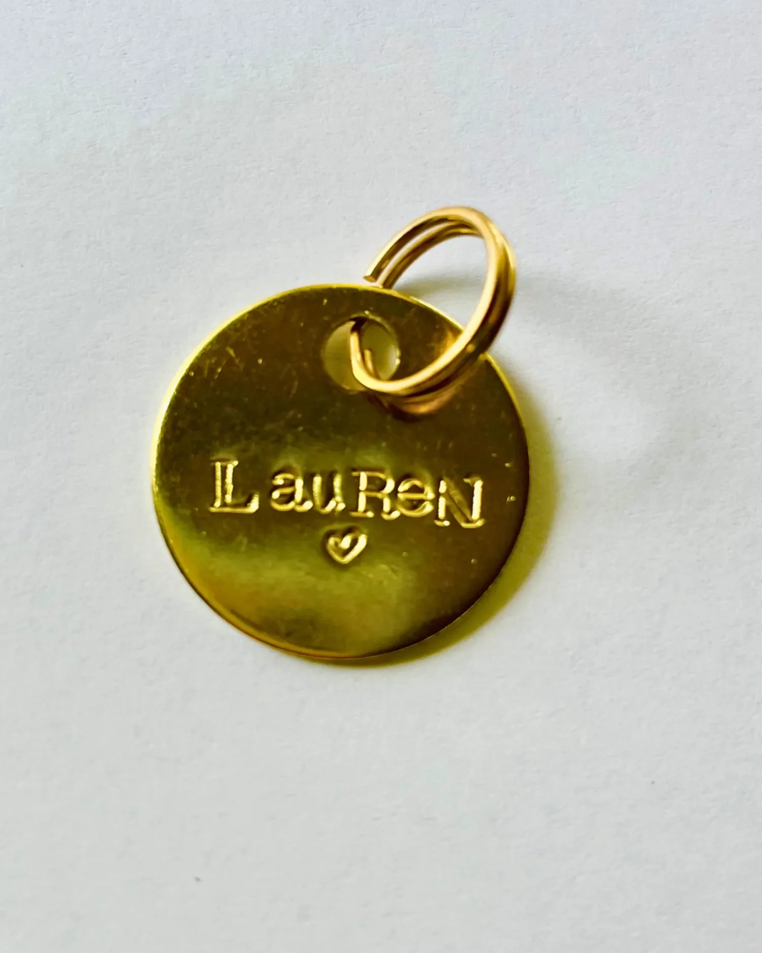 custom metal stamped brass tag keychain by Babe's Hardware