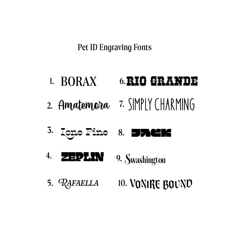 pet id engraving fonts