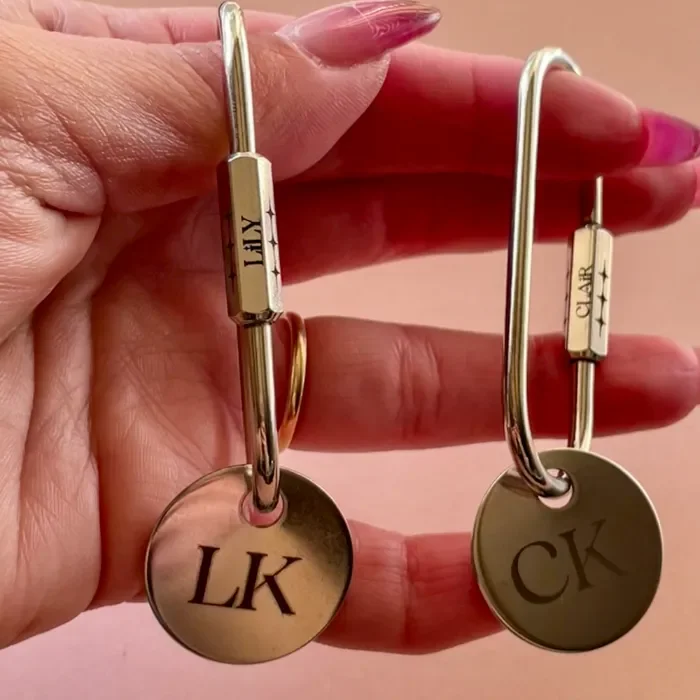 Engraved Silver Carabiner Keyrings by Babe's Hardware