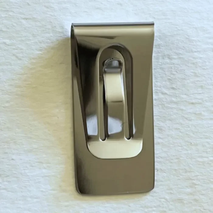 backside of silver money clip