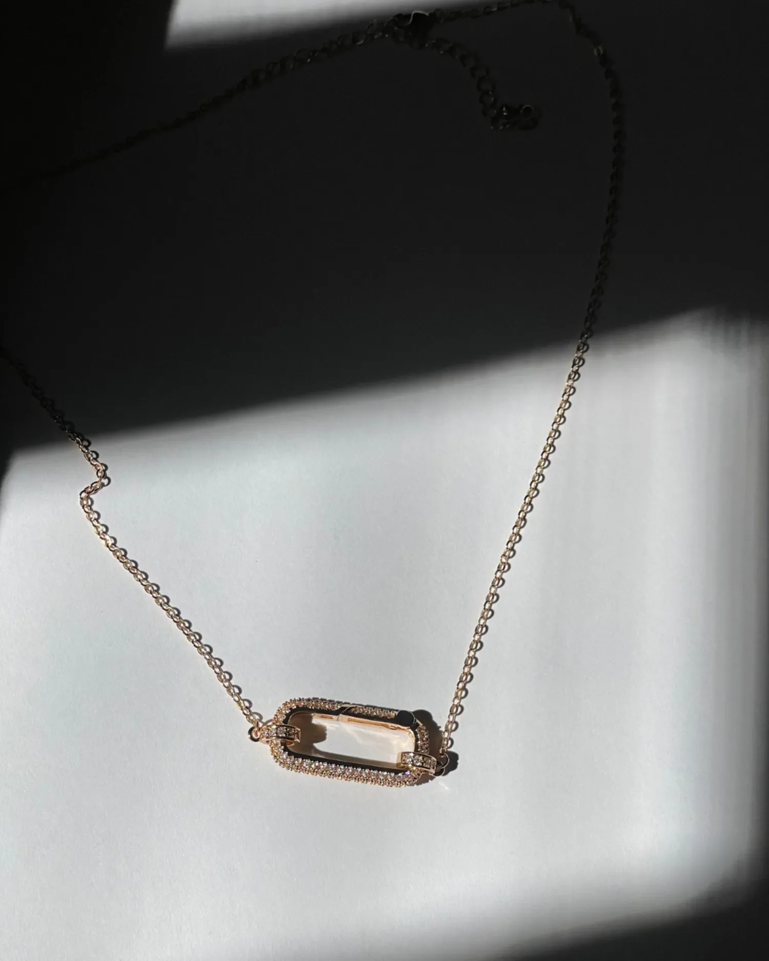 Gold Pave Carabiner Necklace