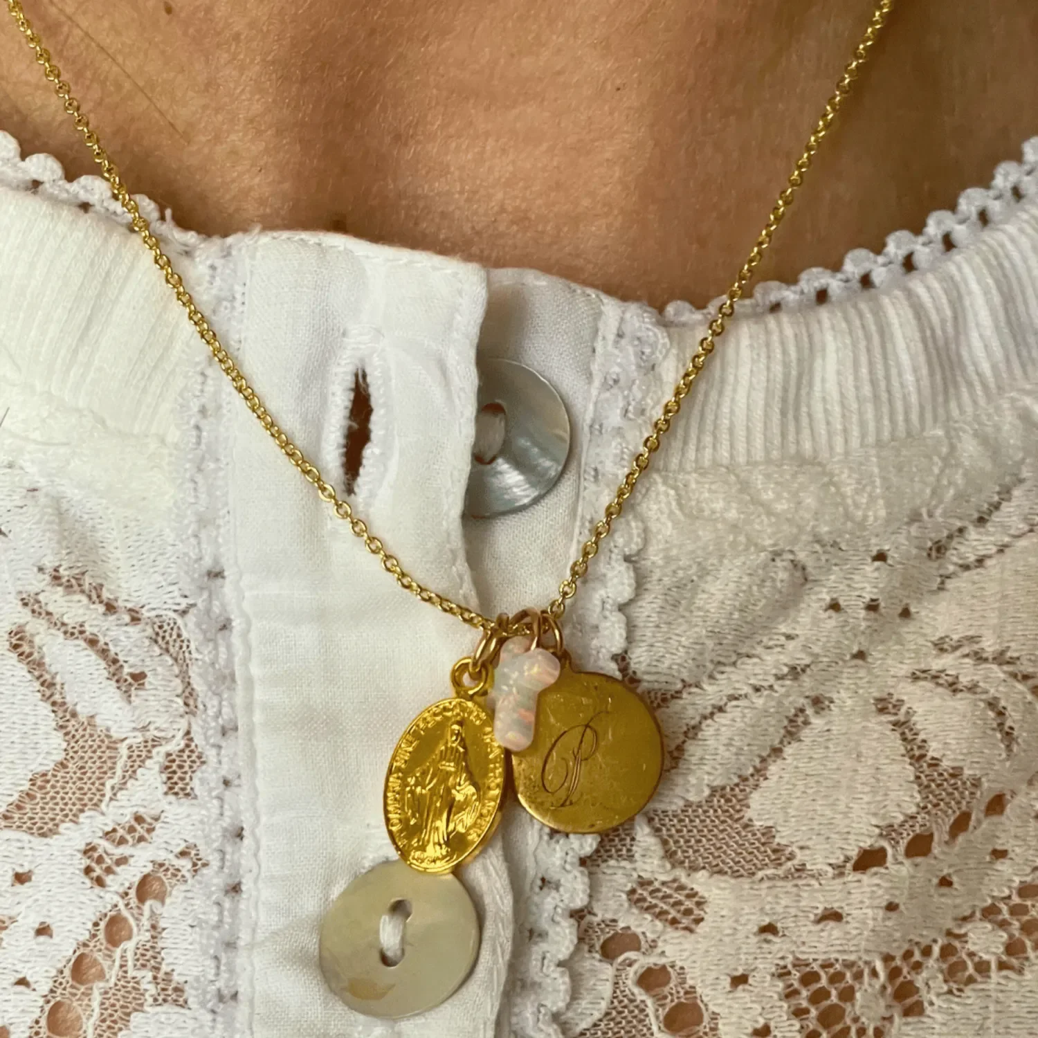 Dainty gold charm necklace