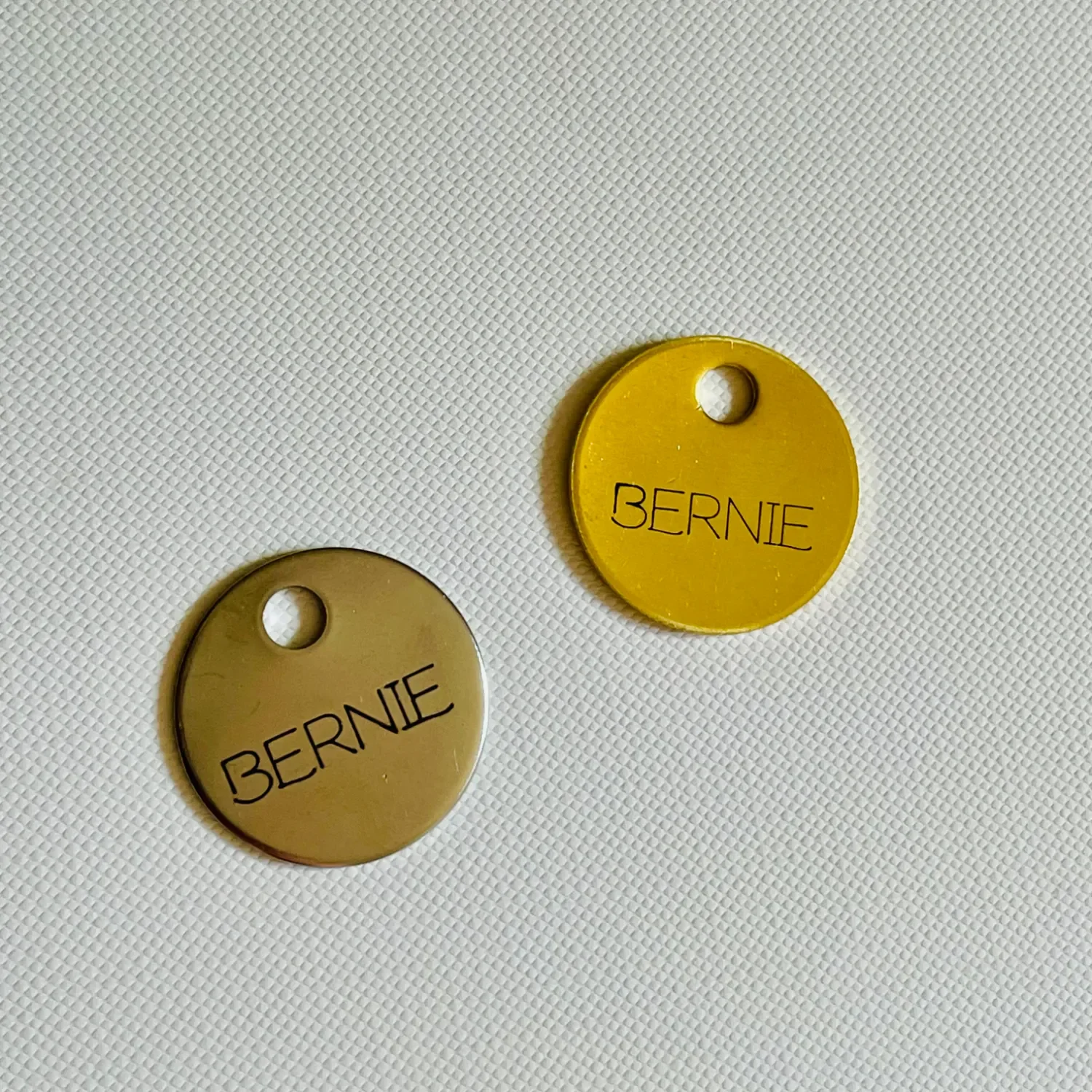 Engraved brass  and stainless steel pet ID Name tag