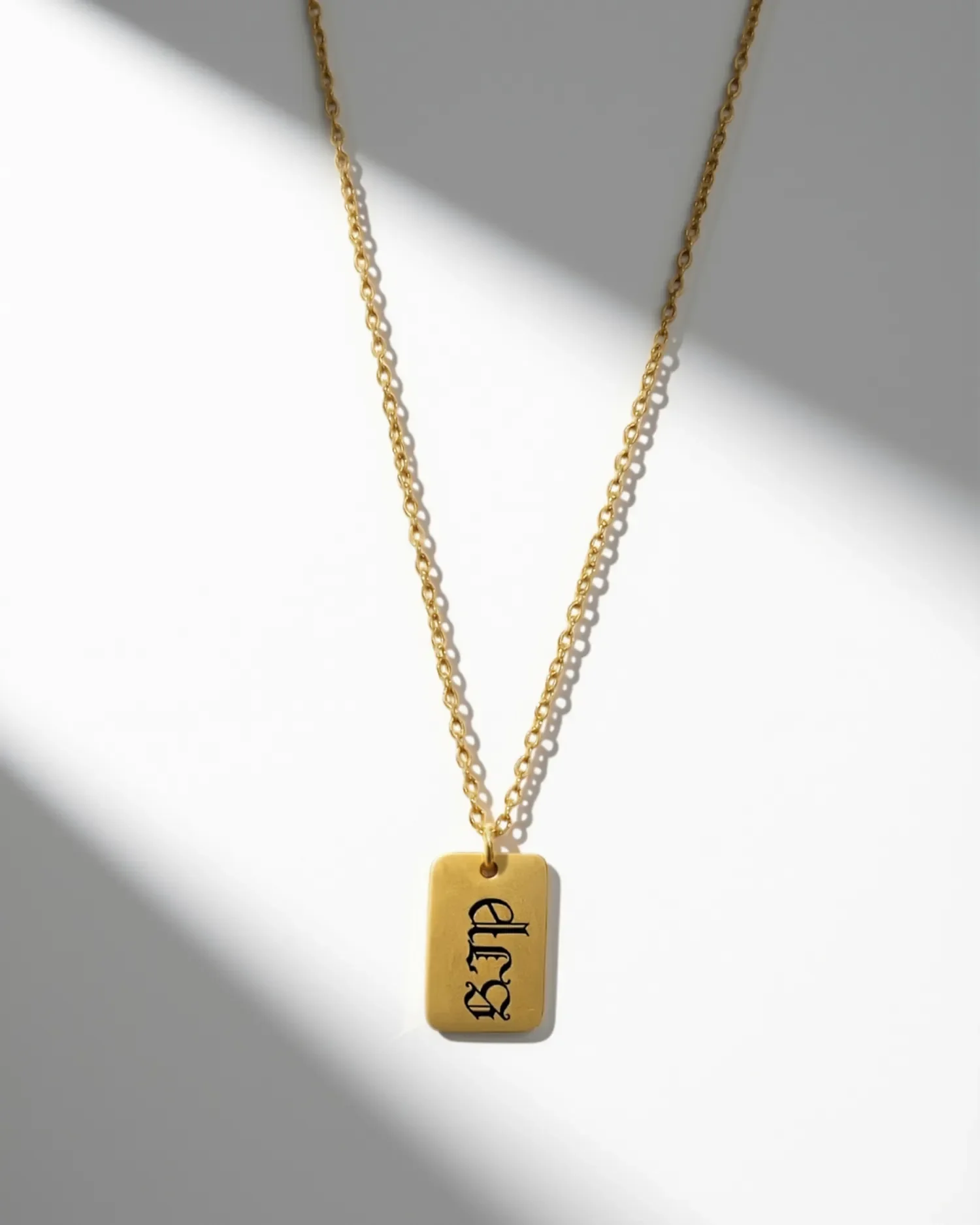 Gothic Engraved Mini Dog tag necklace