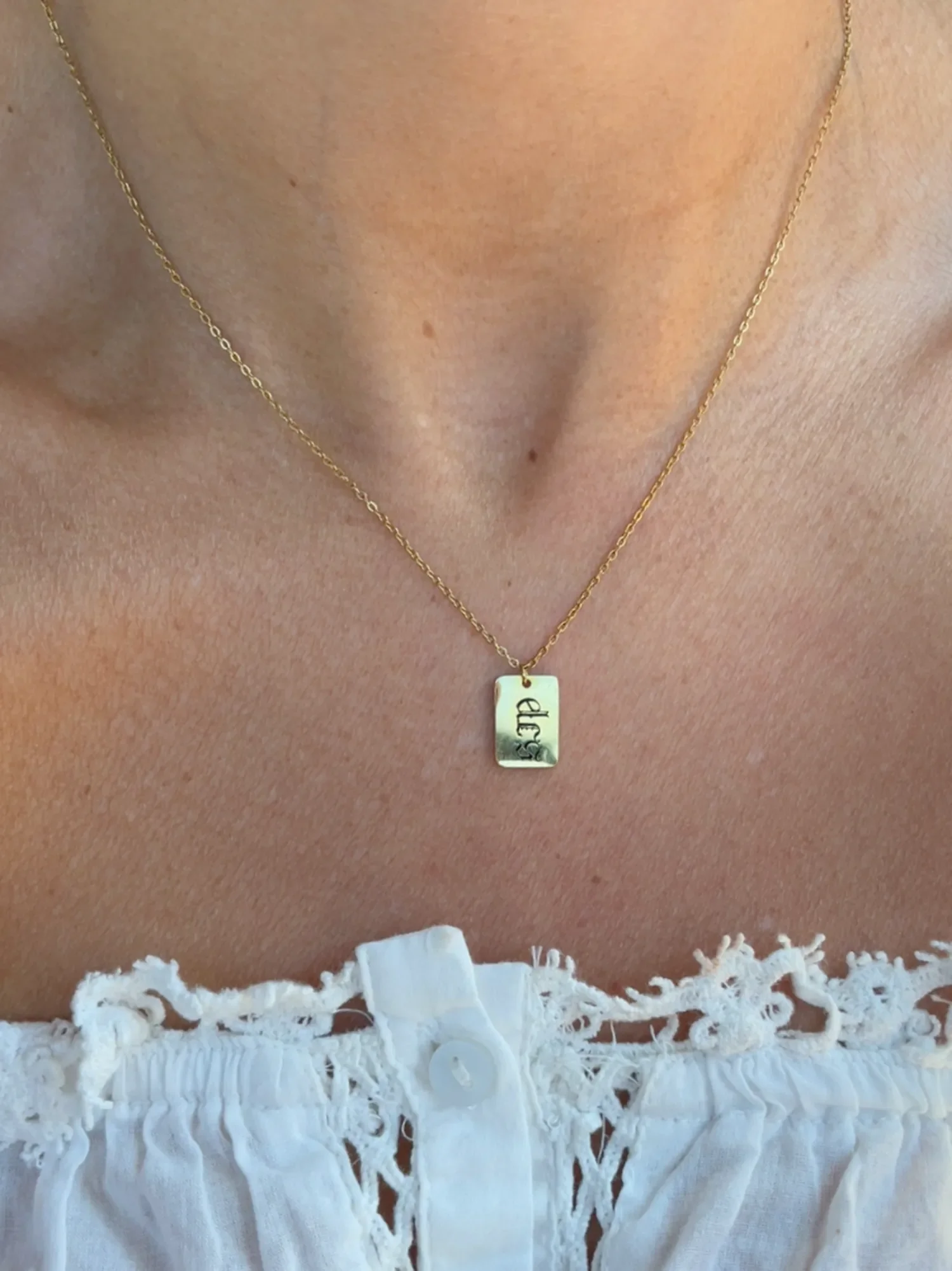 personalized 14k Gold Filled Rectangle Necklace by Babe's Hardware