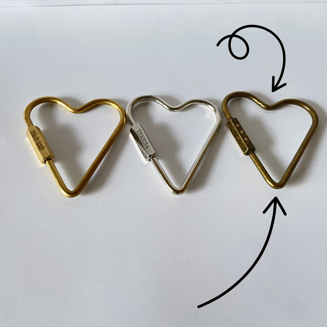 Rustic Brass Heart Carabiner by Babe's Hardware