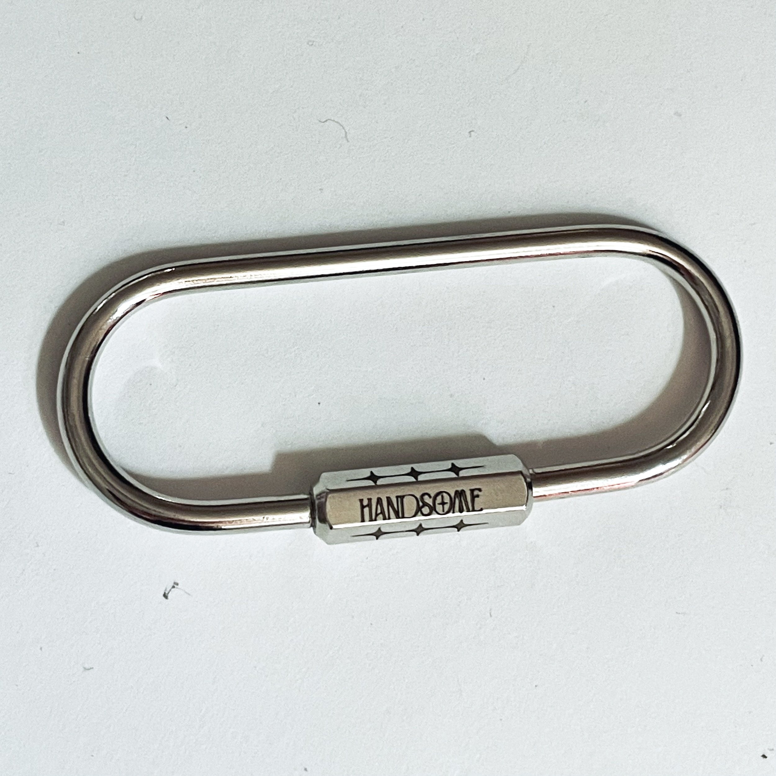 Chrome Oval Carabiner Keyring - custom engraved by Babes Hardware