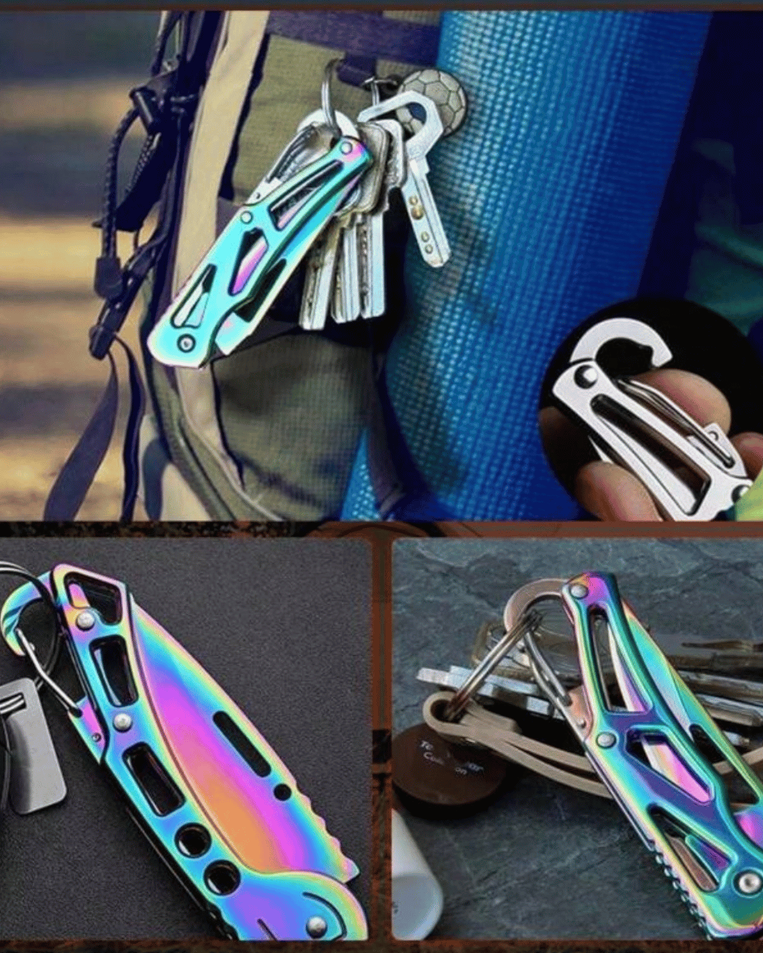 Custom Engraved Iridescent Folding Knife Keychain by Babe's hardware
