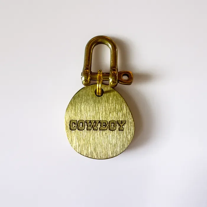 Western style engraved brass name tag