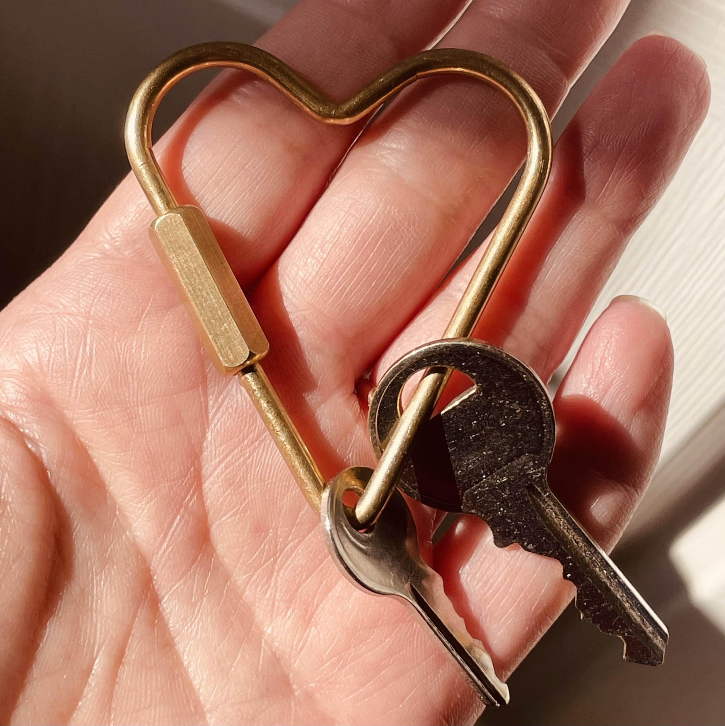 Personalized Golden Heart Carabiner Keyring by Babe's Hardware