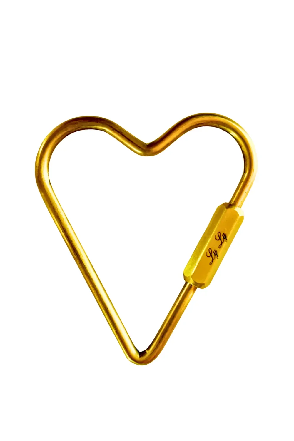 Engraved Brass Heart Carabiner Key Ring