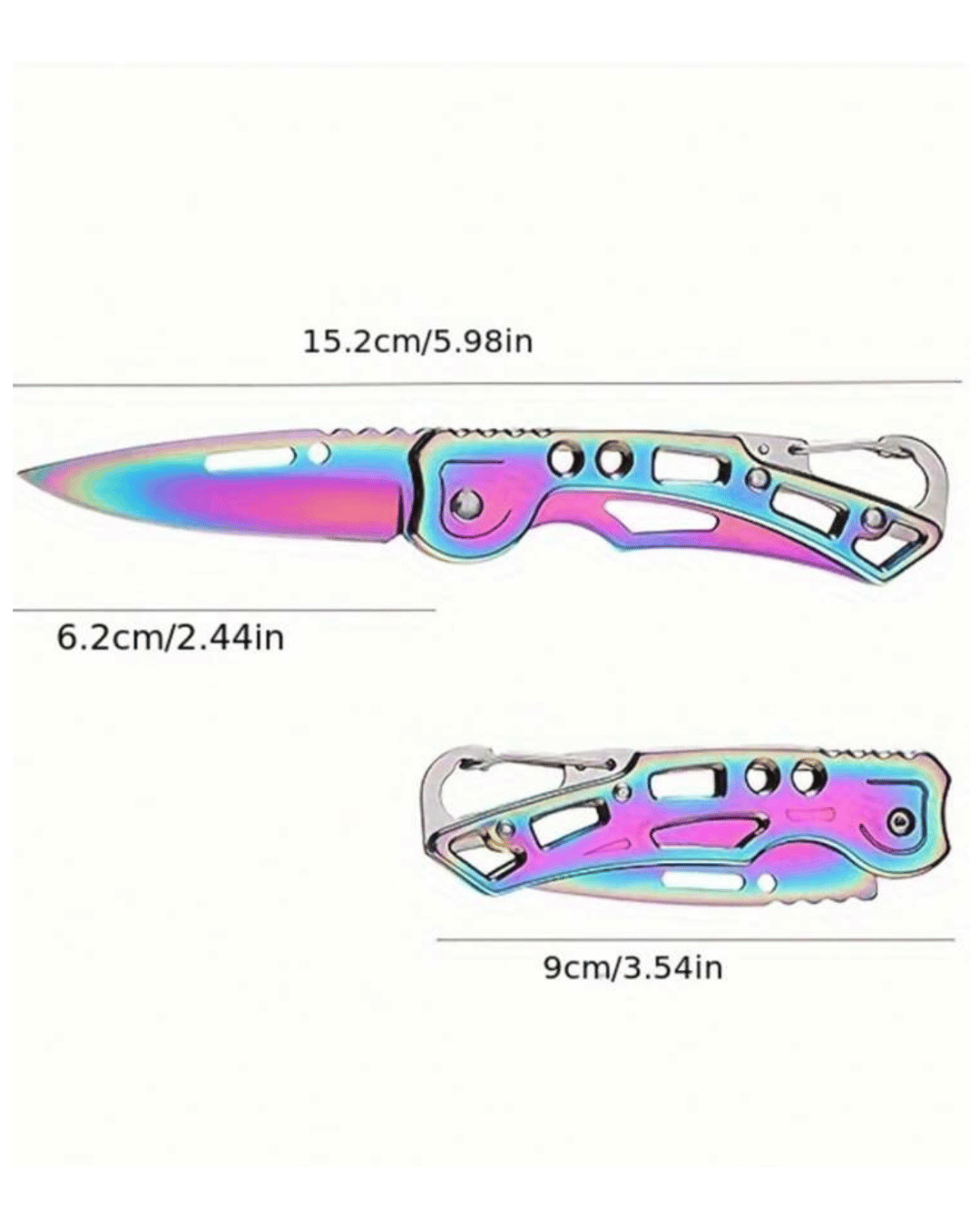 Custom Engraved Iridescent Folding Knife Keychain by Babe's hardware