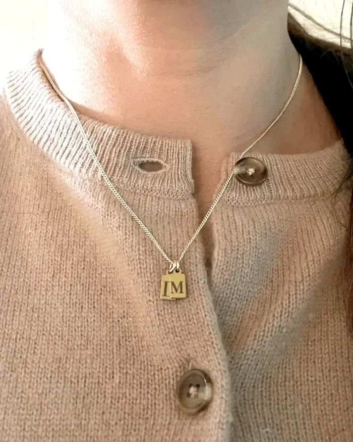 Engraved Mini Brass Initial Tag Necklace