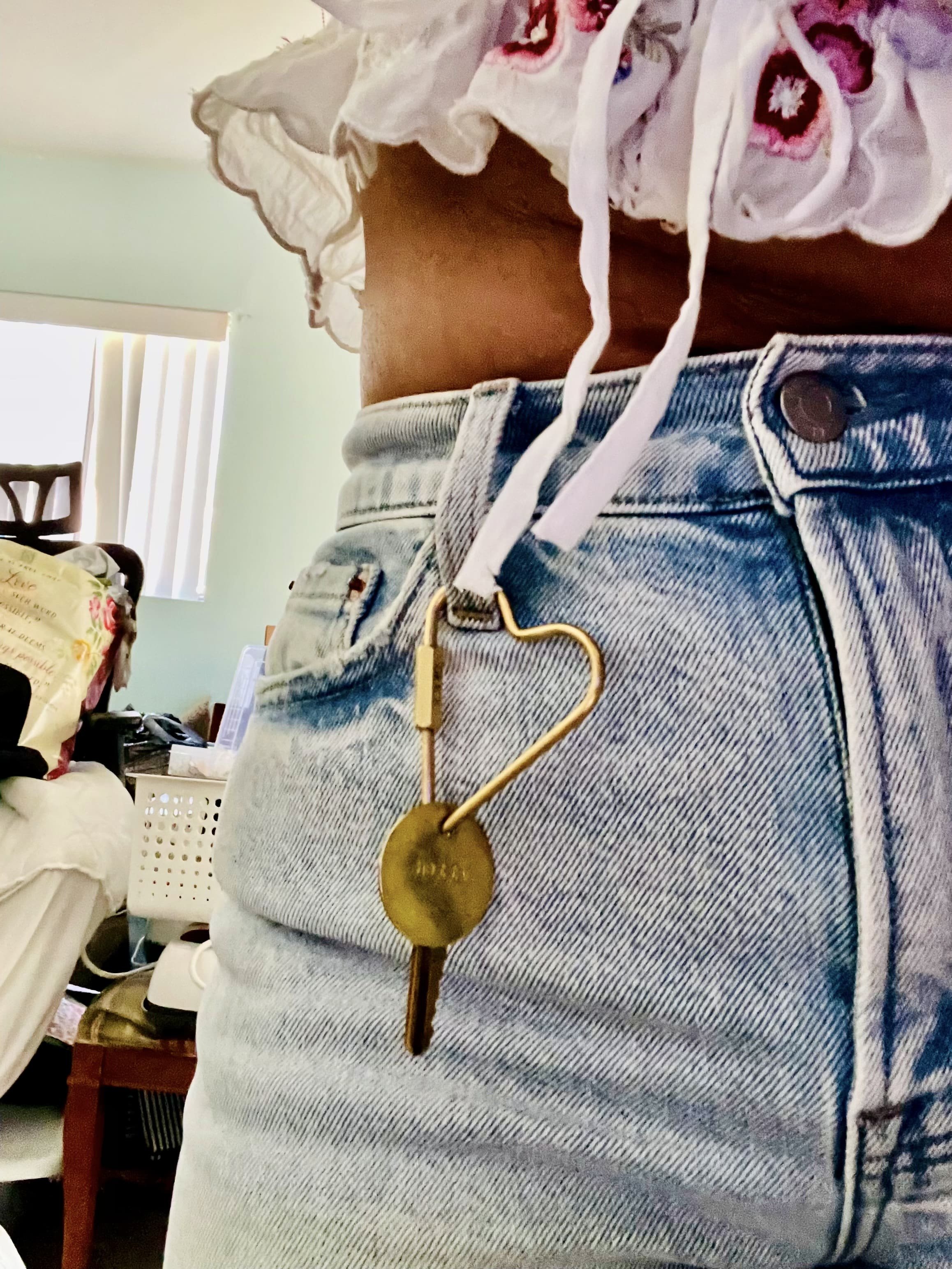 Personalized Golden Heart Carabiner Keyring by Babe's Hardware