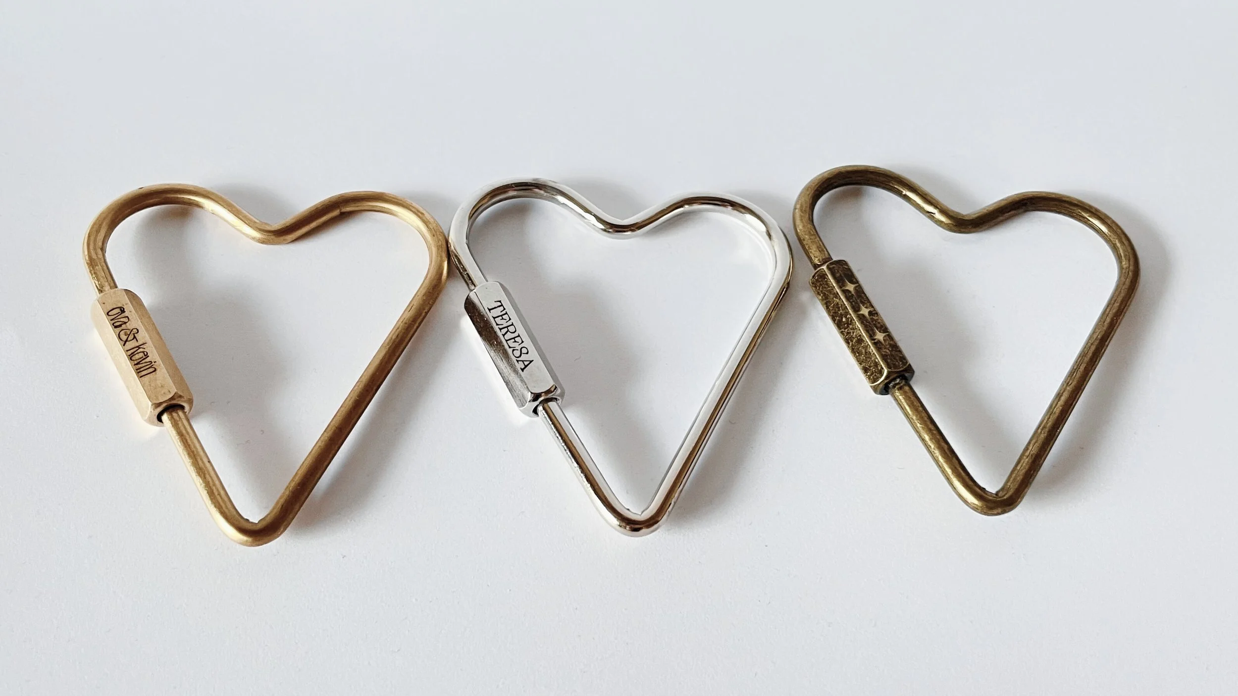 Engraved Heart Carabiners - Valentines Day Gift