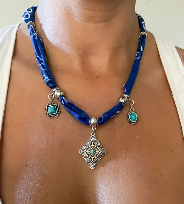 Southwestern Bandana Charm Necklace