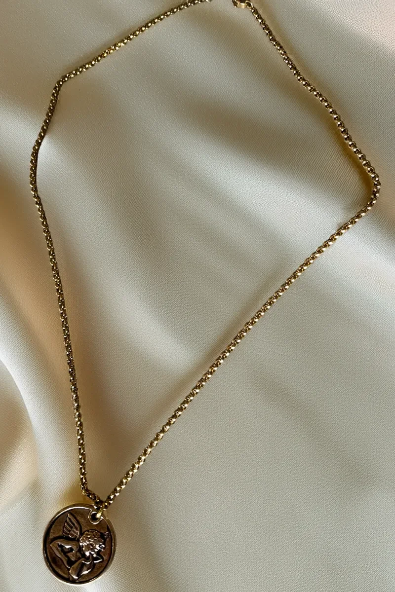Cherub Angle Gold Necklace
