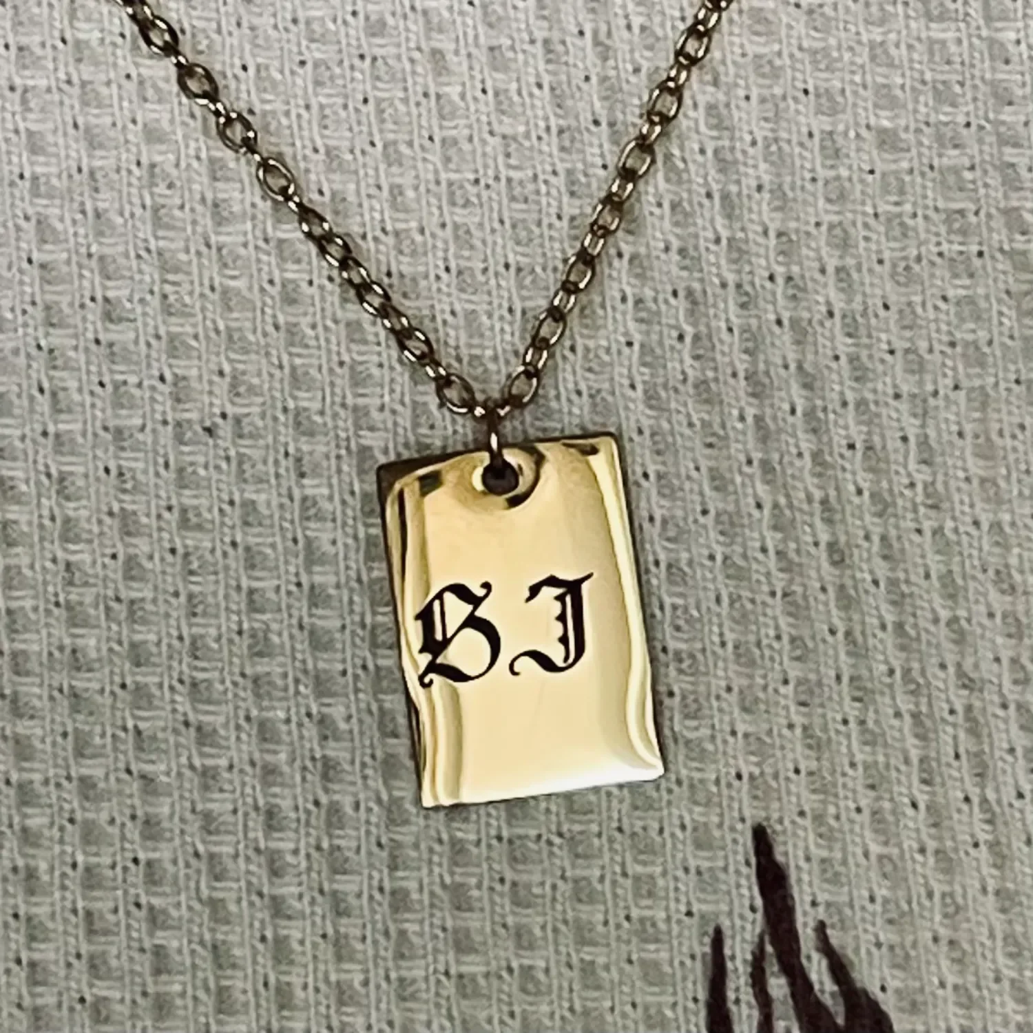 personalized 14k Gold Filled Rectangle Necklace by Babe's Hardware