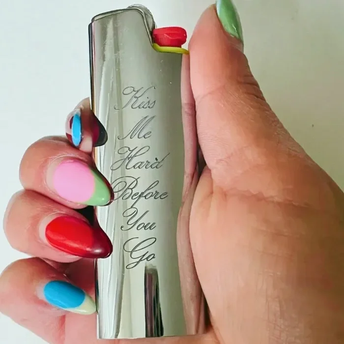 Engraved Silver Metal Bic Lighter Case