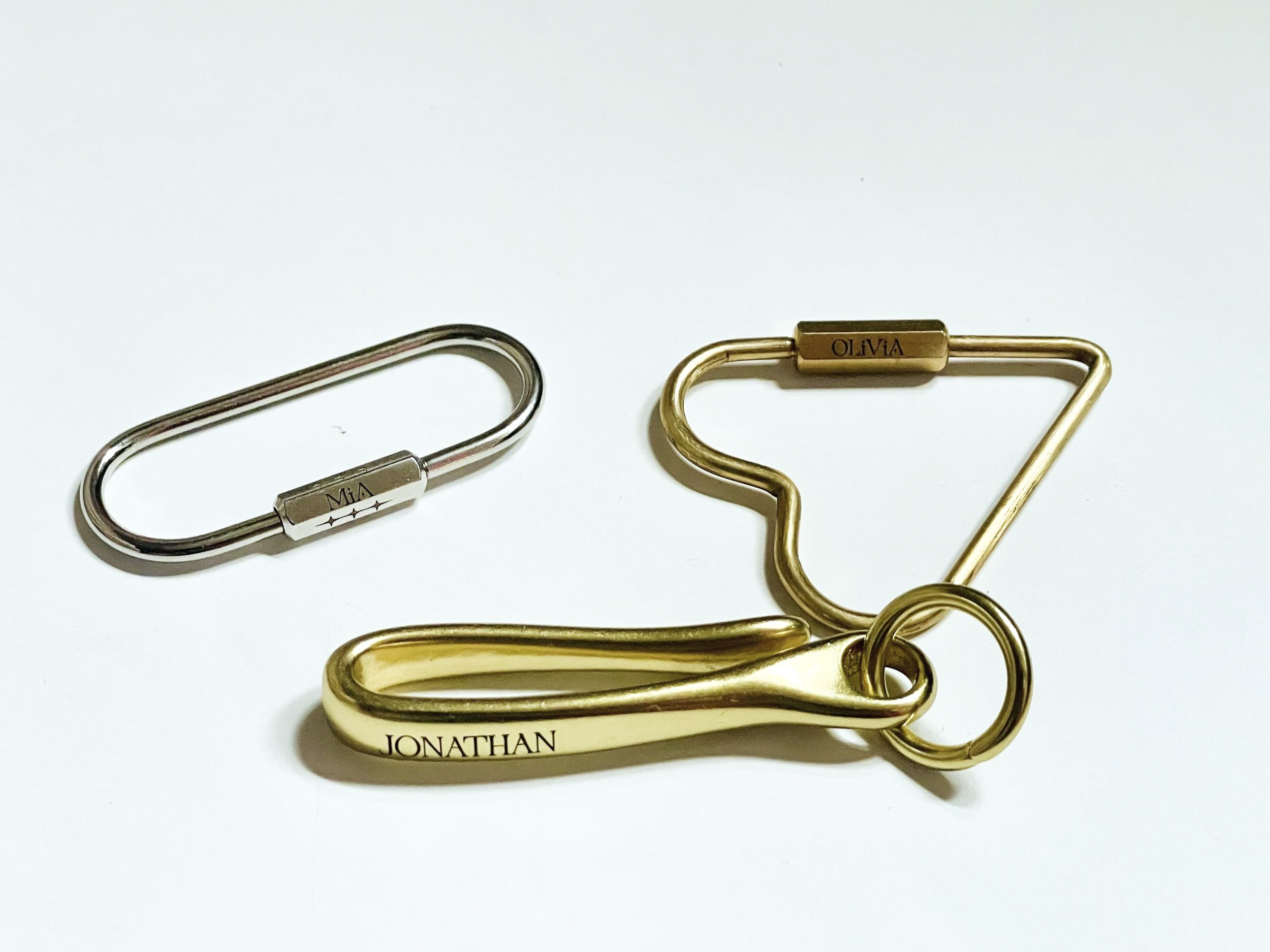 Chrome Oval Carabiner Keyring - custom engraved by Babes Hardware