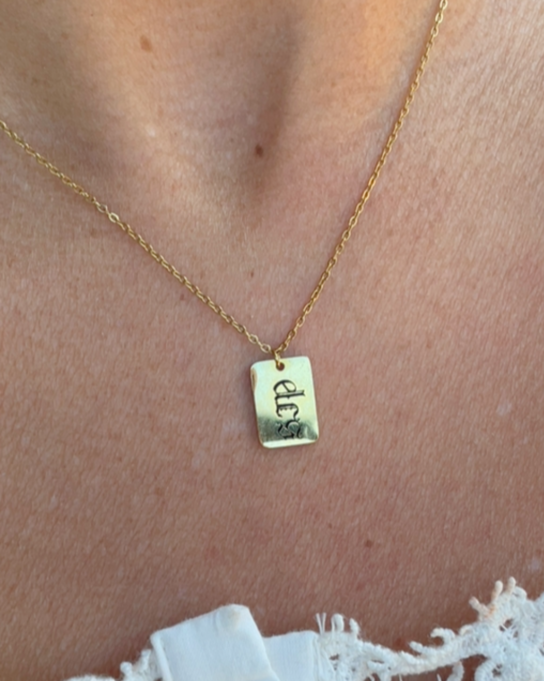 Personalized 14k Gold Filled Rectangle Necklace by Babe's Hardware