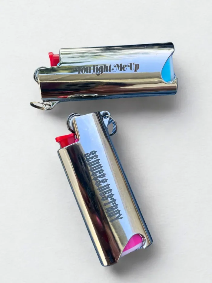 Custom Mini Silver Metal Lighter Case Keychain