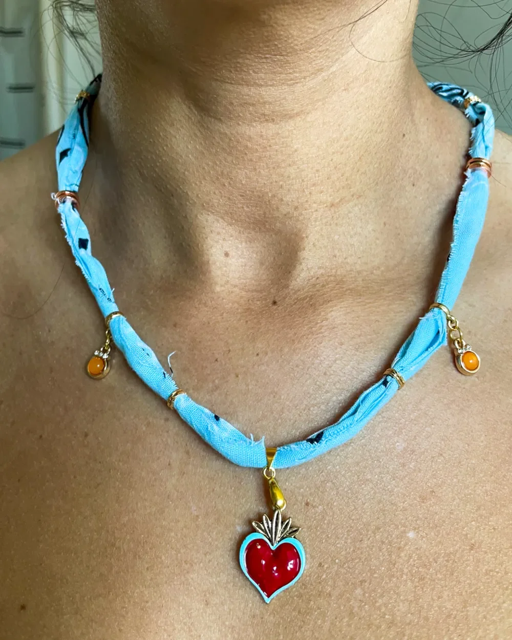 Baby Blue Bandana Charm Necklace