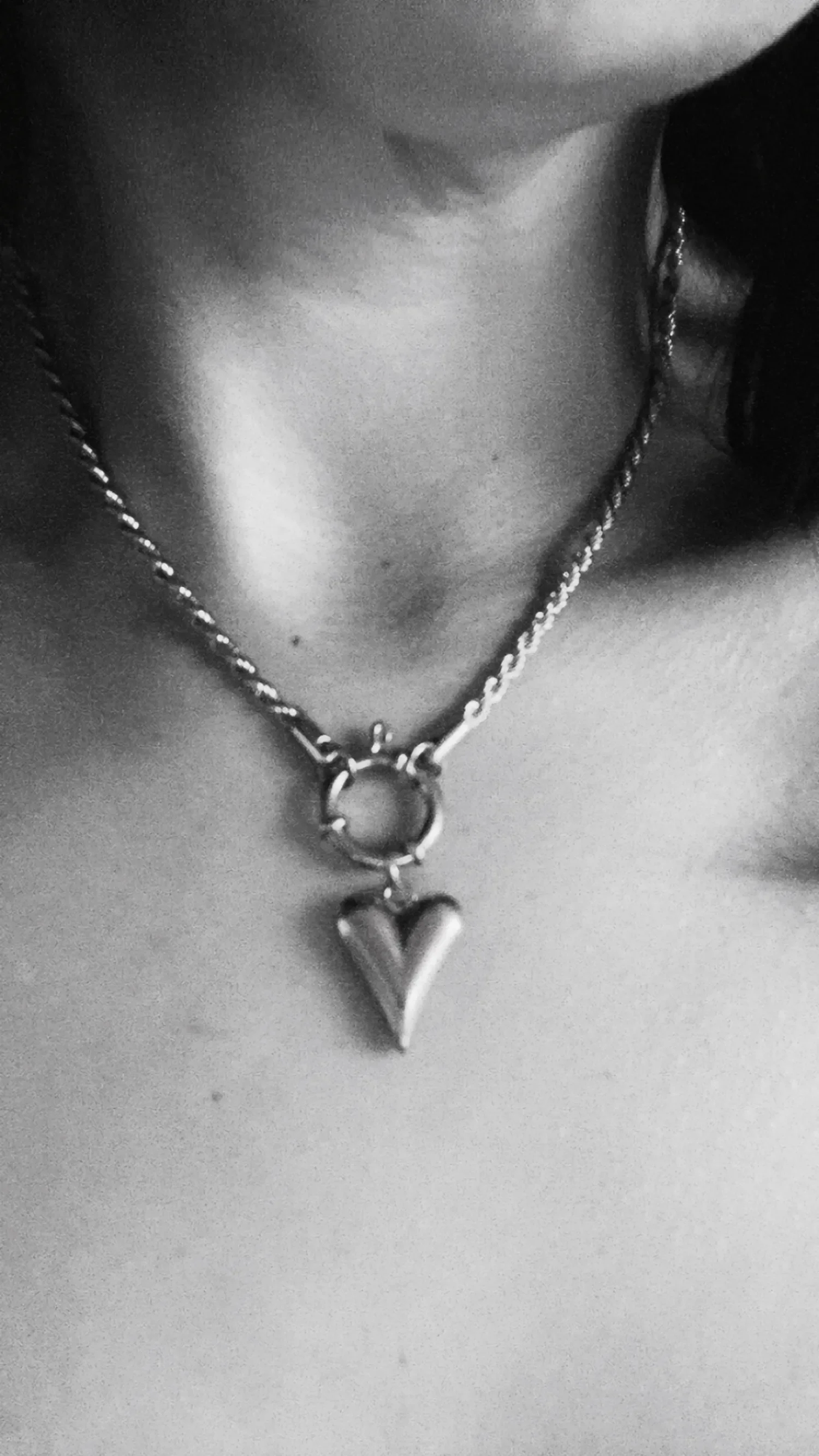Silver Heart Pendant Necklace | Stainless Steel Rope Chain, Puffy Heart Pendant