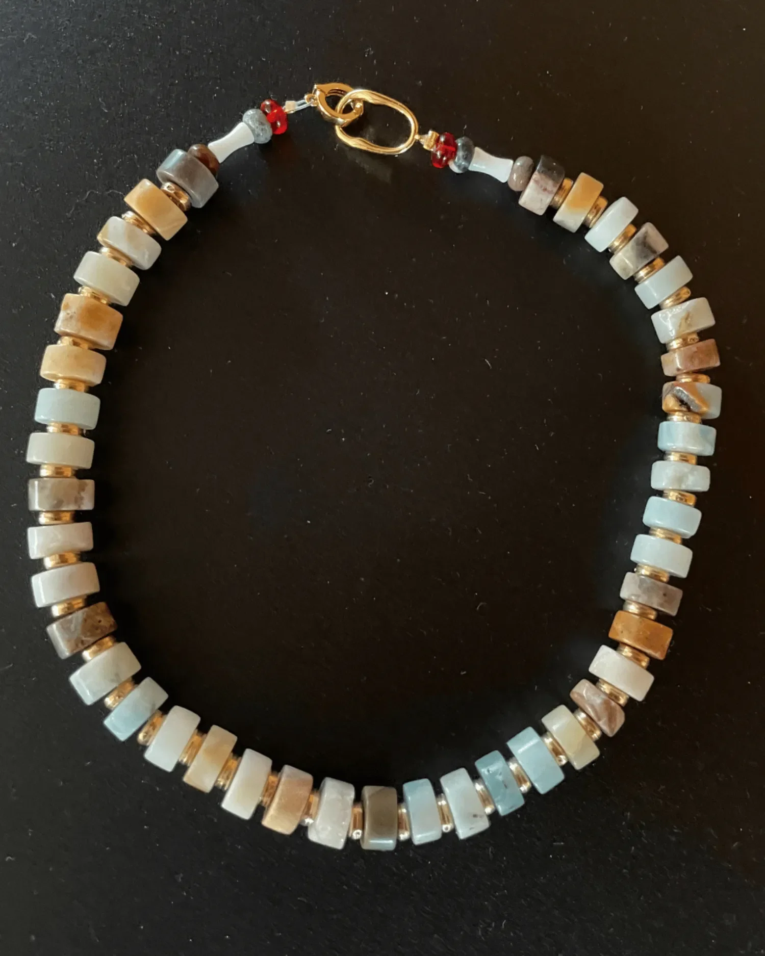 One of kind hand beaded Amazonite Rondelle Beaded Necklace by Babes Hardware