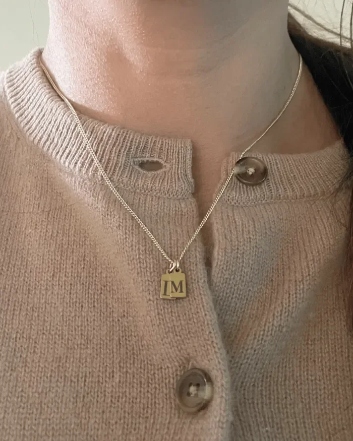 Engraved Mini Tag Gold Necklace